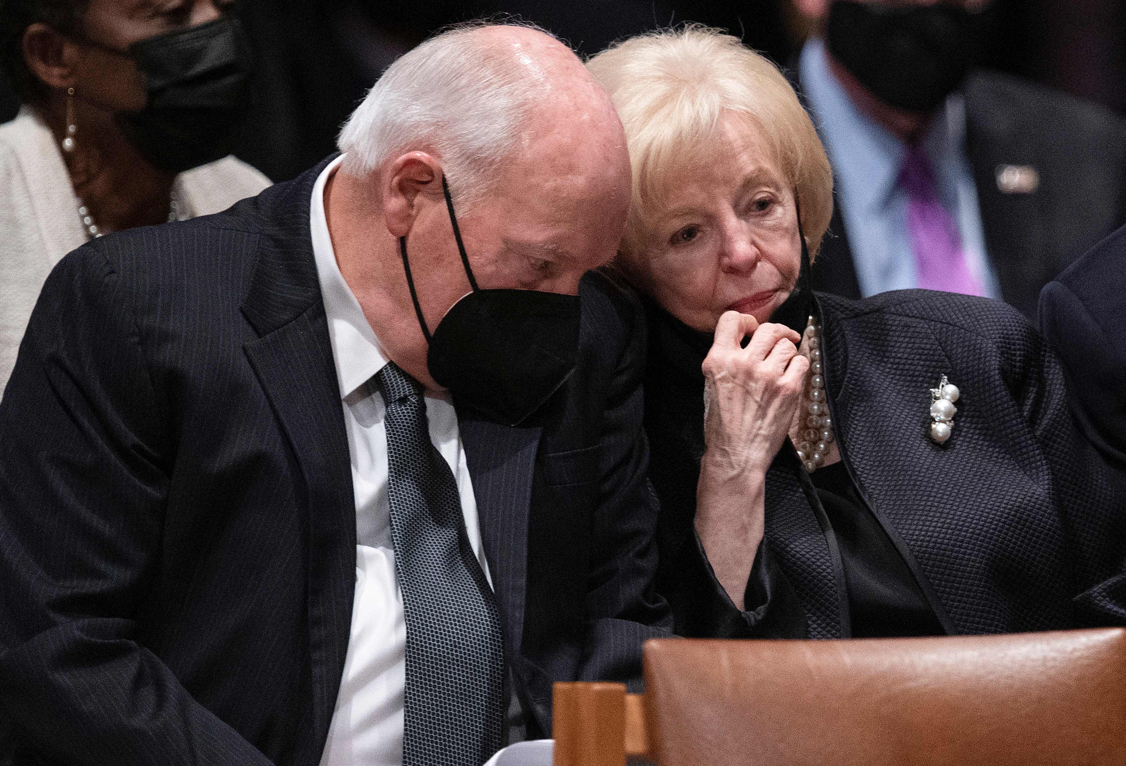 Former Vice President Dick Cheney and wife Lynne Cheney attend Colin Powell’s funeral on 5 November, 2021.