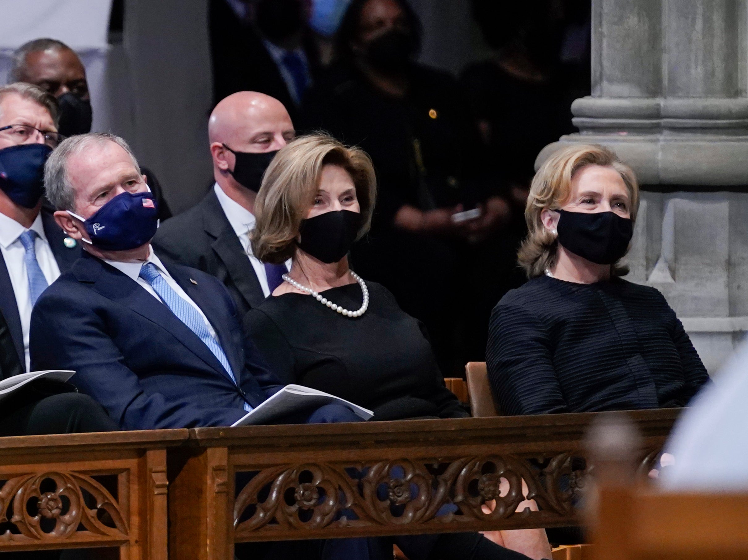 <p>Hillary Clinton attended Colin Powell’s funeral alone as former President Bill Clinton is still recuperating from a stay in hospital</p>