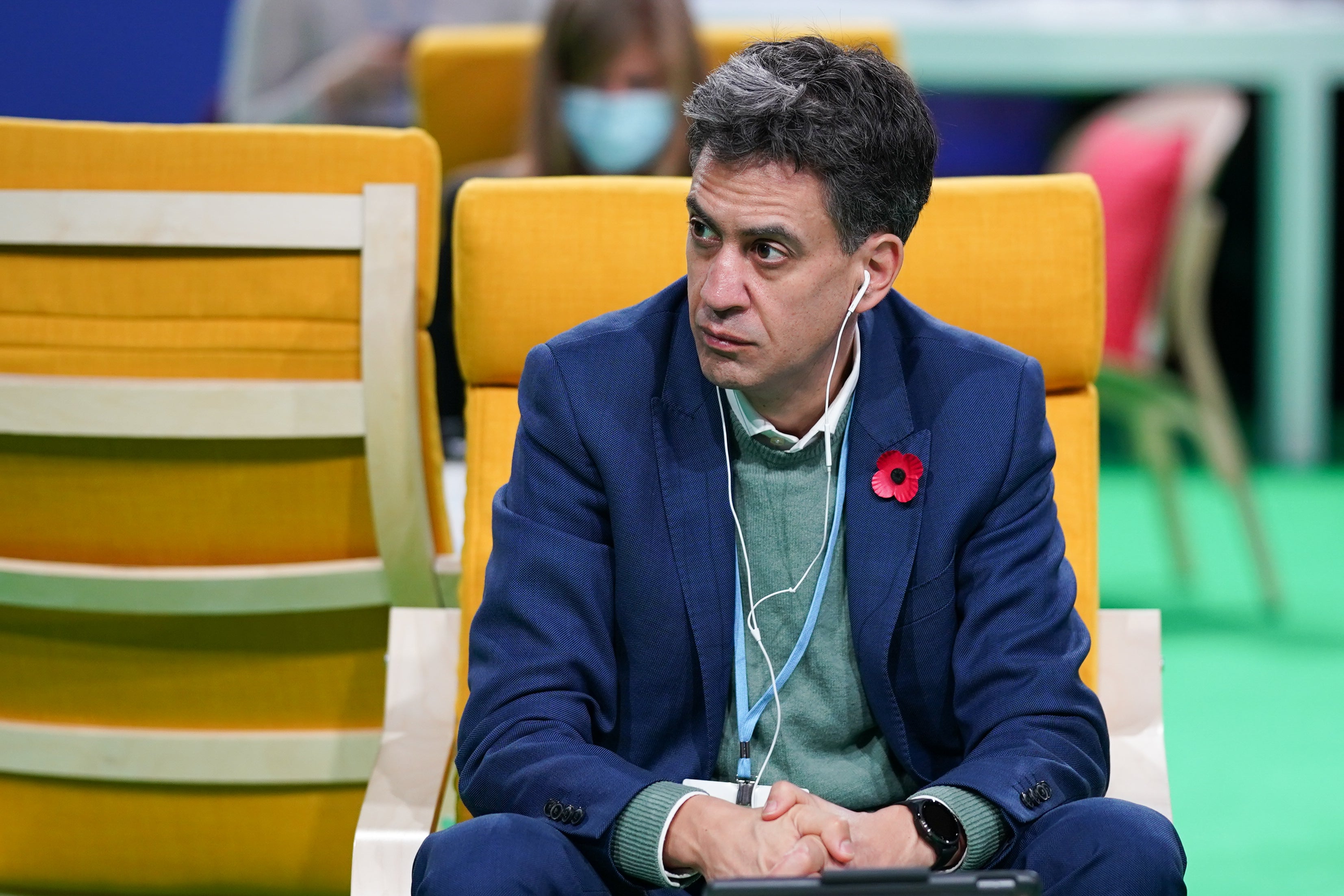 Shadow business secretary Ed Miliband on day three of the Cop26 climate summit in Glasgow