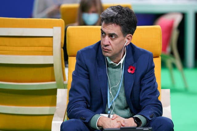 <p>Shadow business secretary Ed Miliband on day three of the Cop26 climate summit in Glasgow</p>