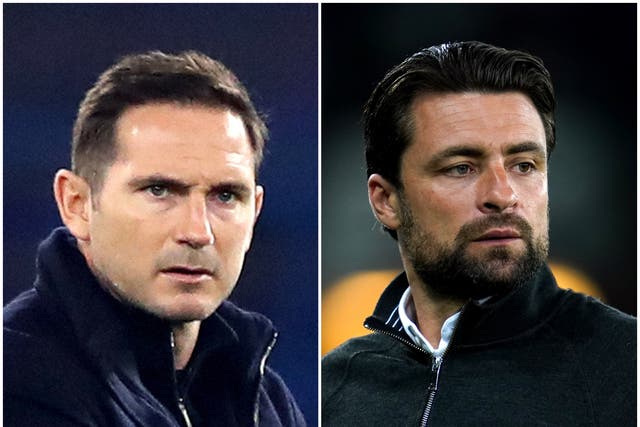 Frank Lampard (left) and Russell Martin (right) are among the early favourites to succeed Daniel Farke at Norwich (PA)