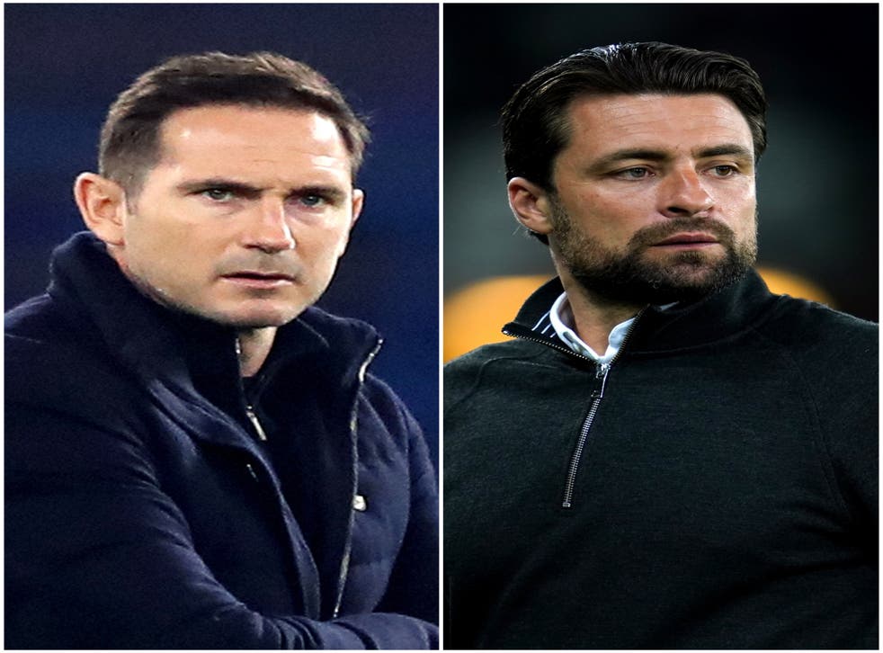 Frank Lampard (left) and Russell Martin (right) are among the early favourites to succeed Daniel Farke at Norwich (PA)