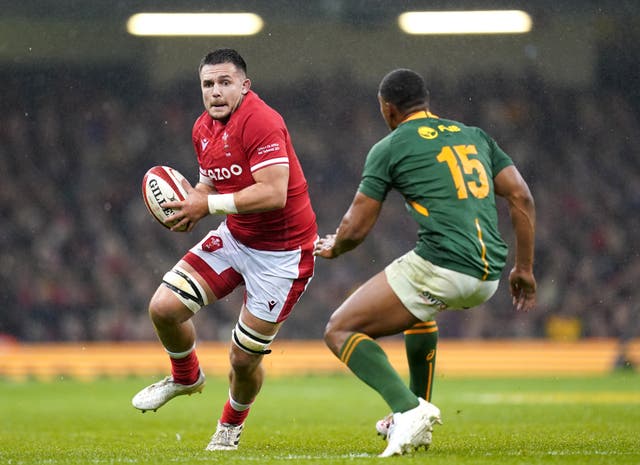 Ellis Jenkins (left) in action for Wales against South Africa
