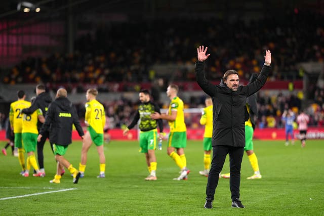 Norwich manager Daniel Farke saluted the fans (John Walton/PA)