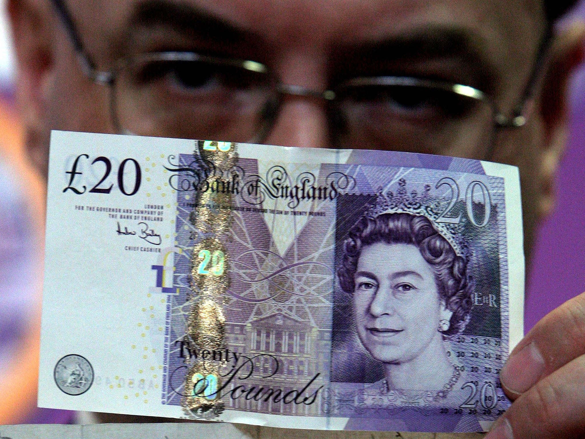 Bailey in 2007, showing off his signature on the new £20 note