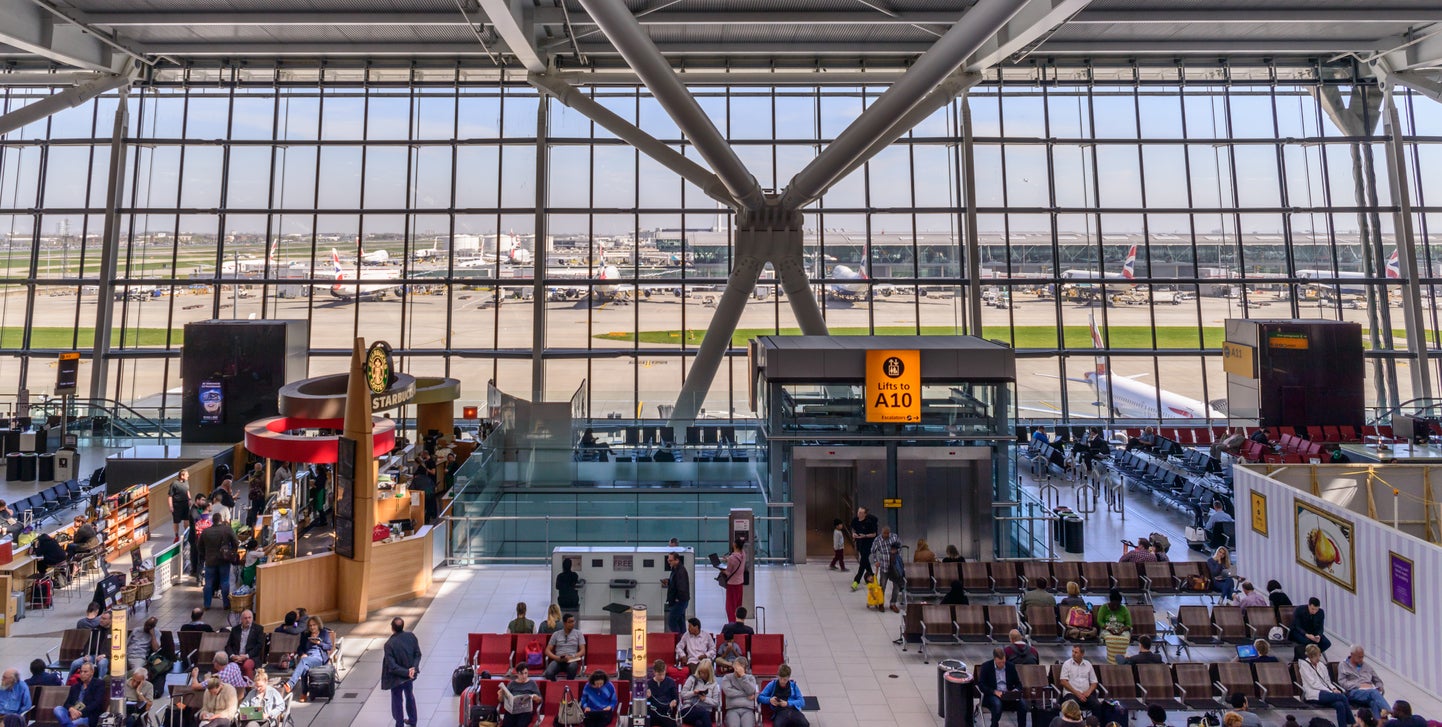 <p>London Heathrow Heathrow Terminal 5 will be especially busy on Monday as transatlantic services ramp up</p>