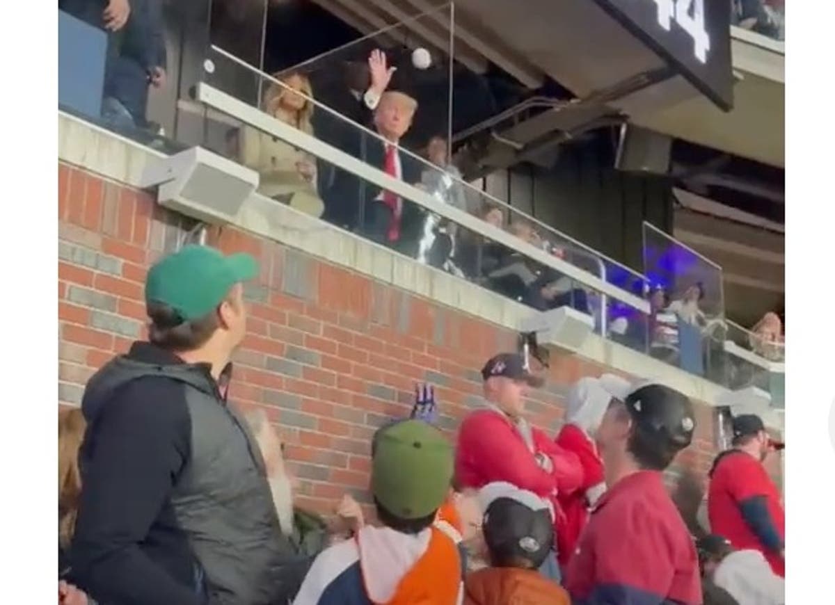 Viral video shows Donald Trump hitting child in head with baseball he signed for fan at World Series