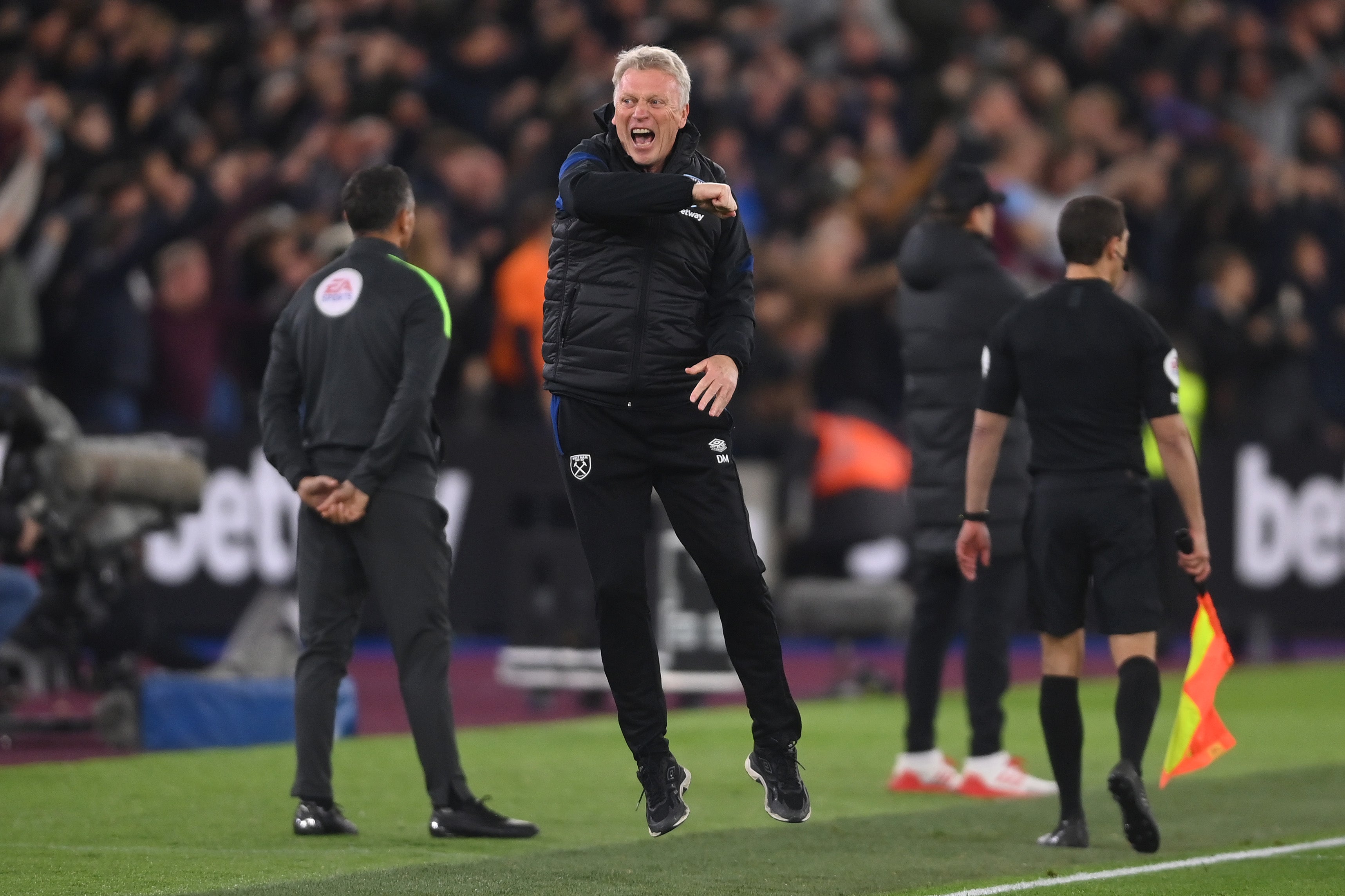 David Moyes celebrates West Ham’s third goal