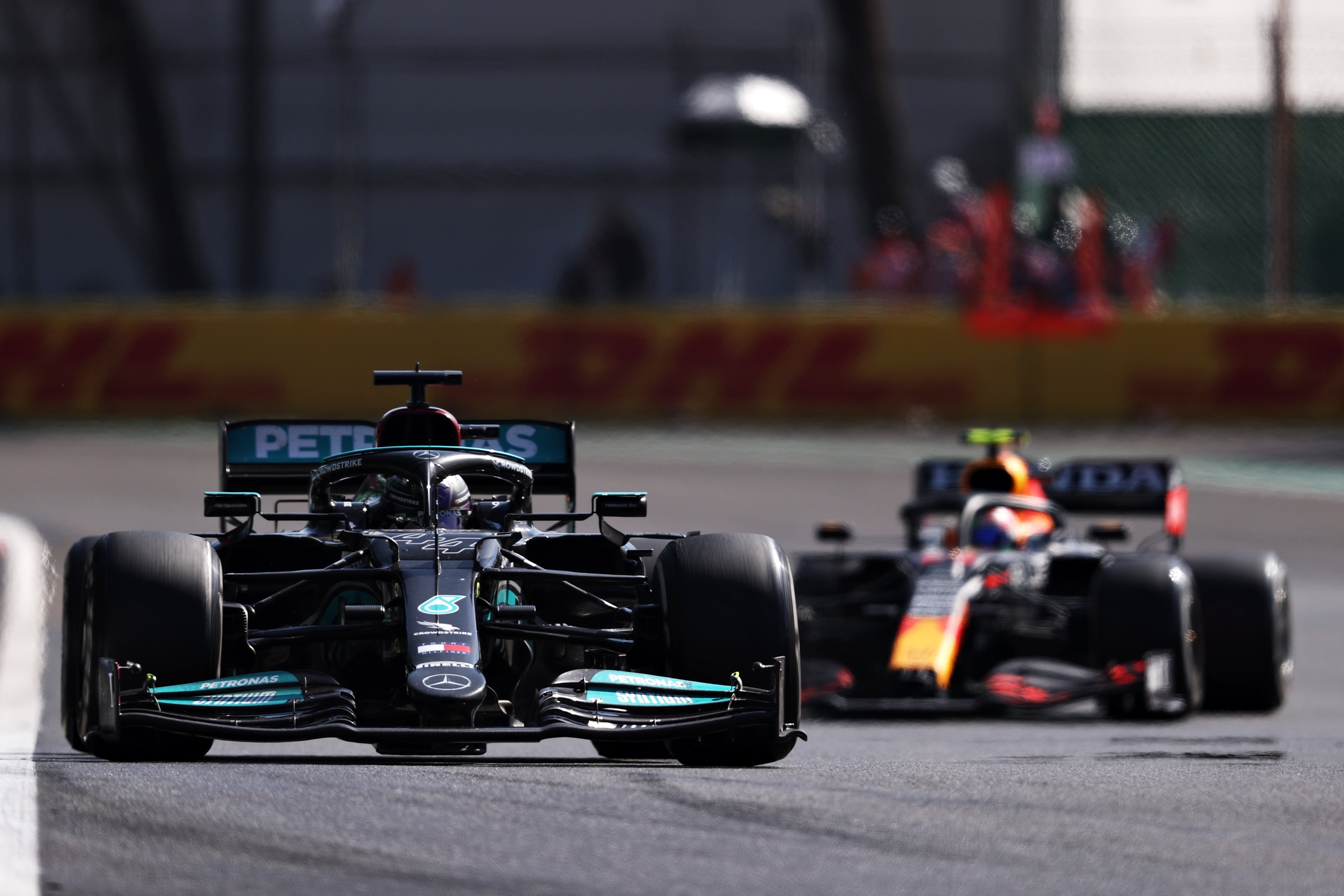 Lewis Hamilton was tailed by Sergio Perez at the Mexican GP