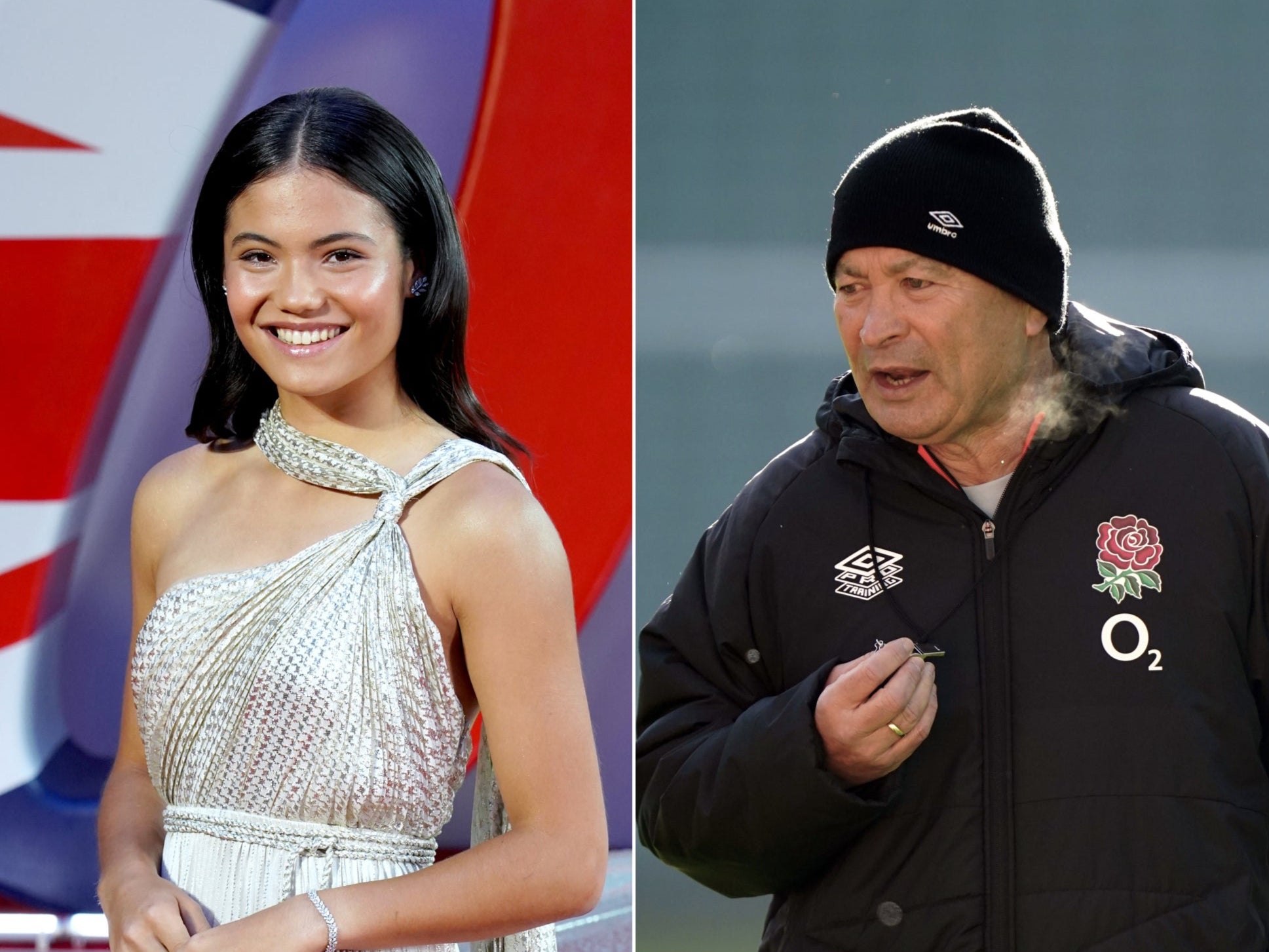 Eddie Jones (right) has criticised Emma Raducanu for her off-court activities (Ian West/Andrew Matthews/PA)