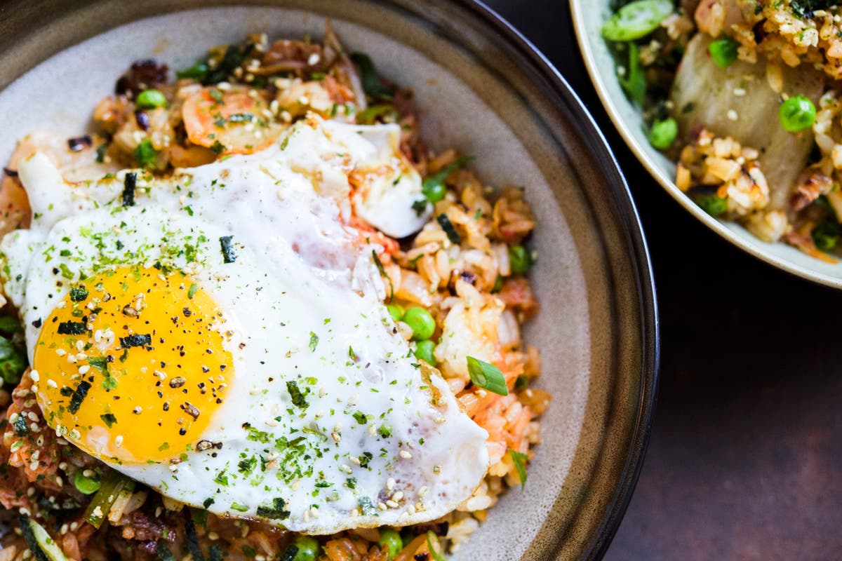 Kimchi amps up leftover fried rice