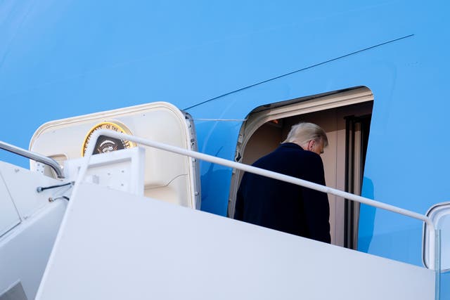 <p>Donald Trump leaves Andrews Air Force Base for the last time as president, January 2021</p>
