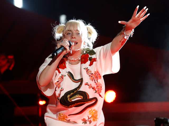<p>Billie Eilish performs onstage during the 2021 Global Citizen Live: New York on 25 September 2021 in New York City</p>