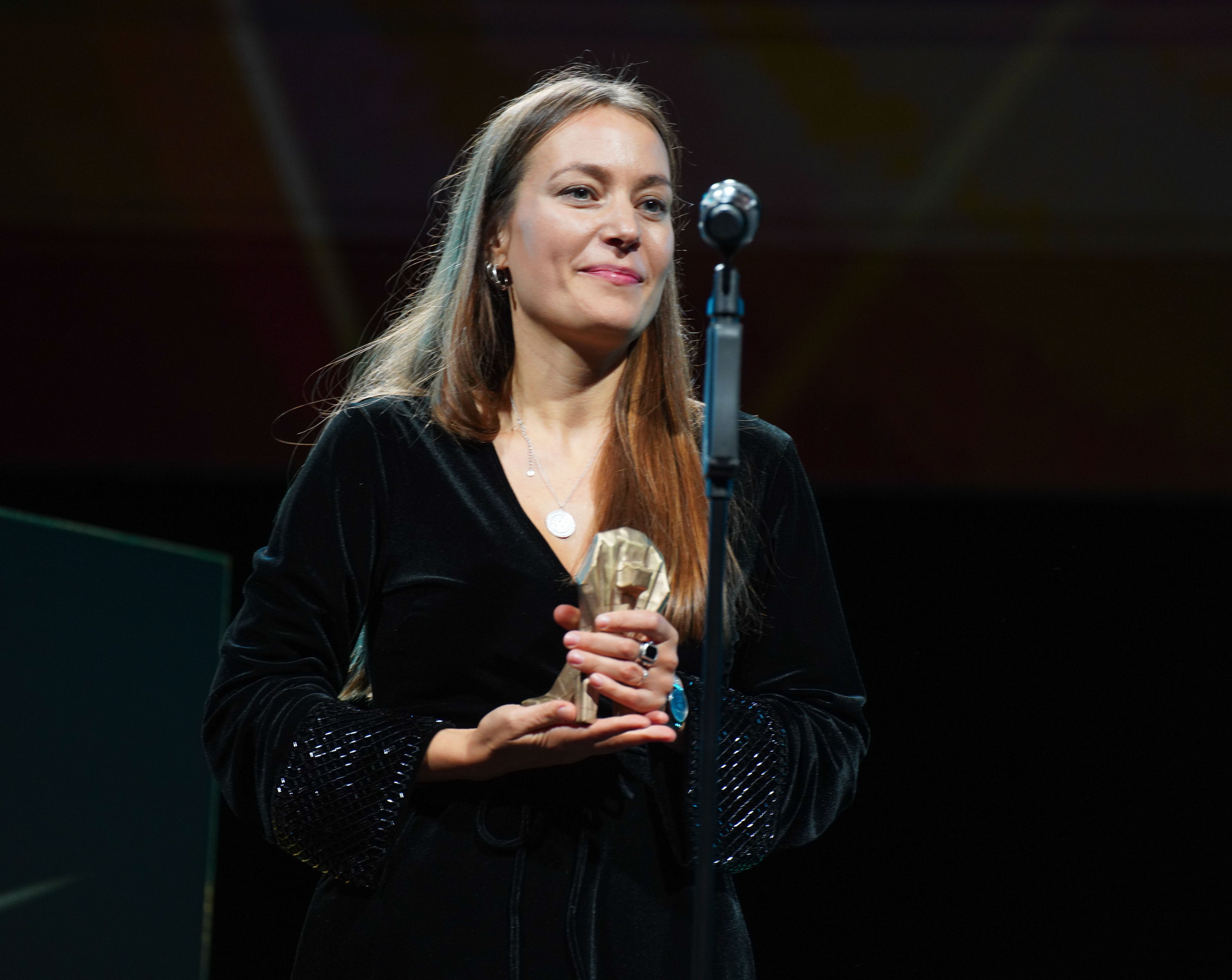 Kilian accepting a Hessian Film Prize in Germany, October 2021