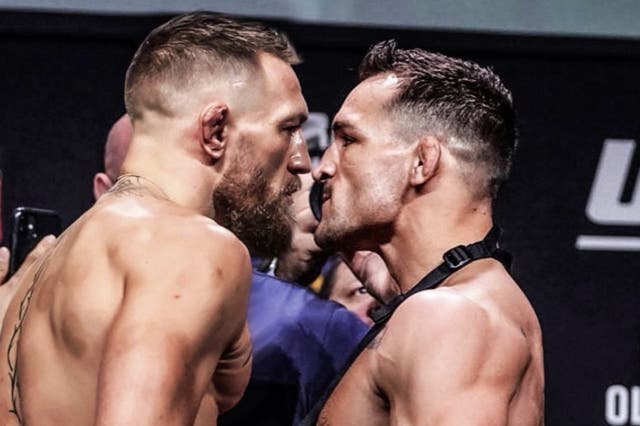 <p>A mock-up image of Conor McGregor (left) and Michael Chandler, posted on the latter’s social media</p>