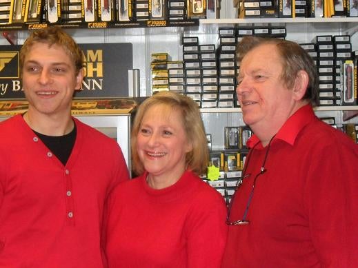 Maurice Pearce, right, with som Michael and wife Nadine