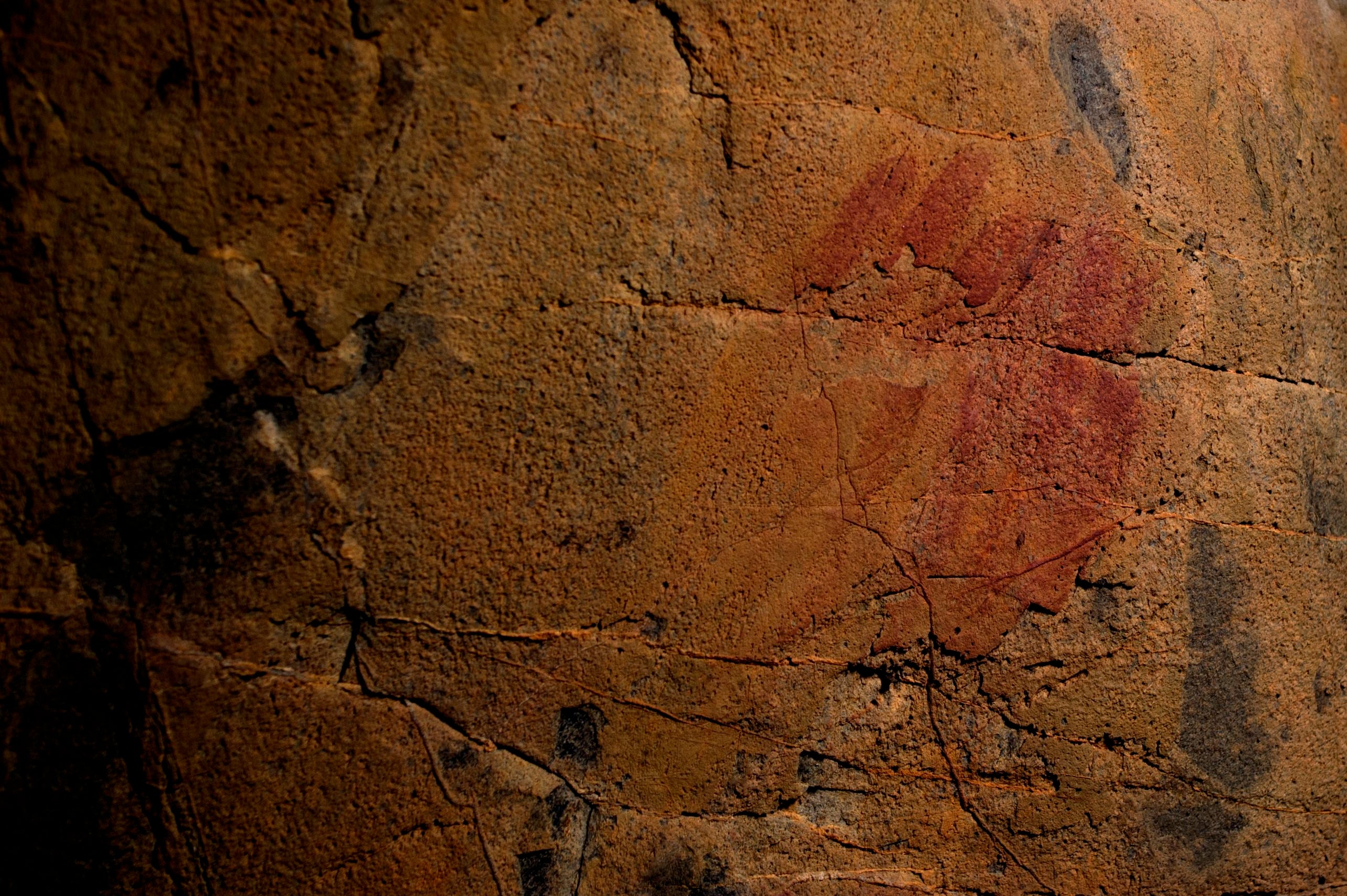 Neanderthal cave paintings inside the Andalusian cave of Ardales, Spain, 20,000 years before humans made it to Europe