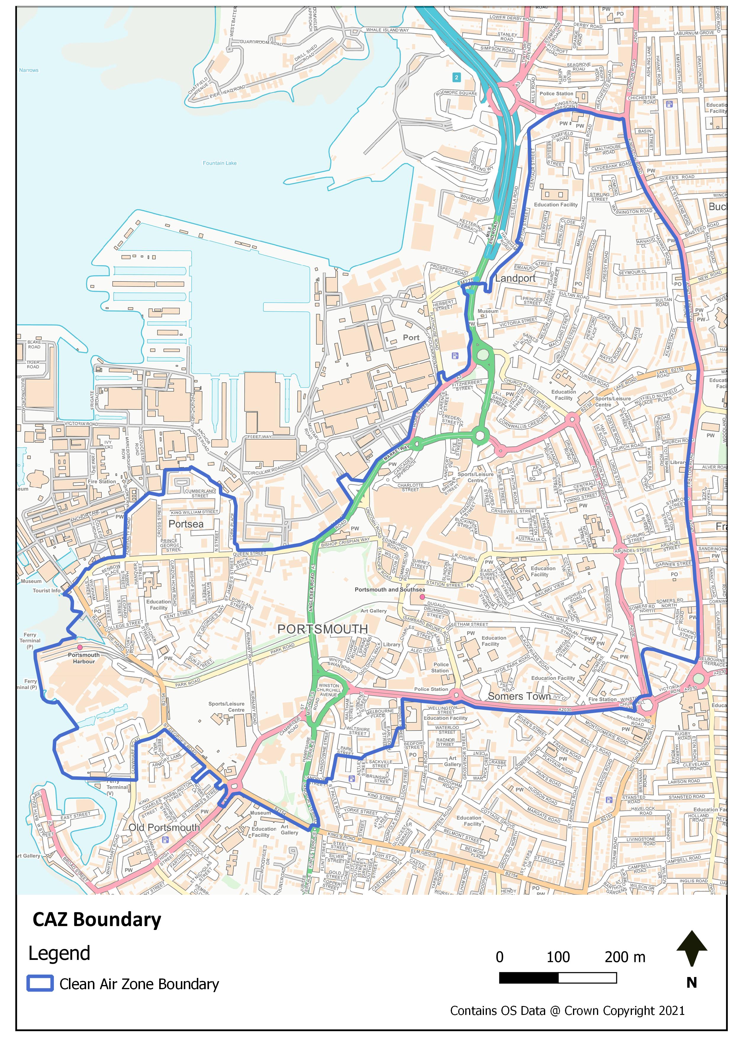 A boundary map of Portsmouth’s new Clean Air Zone