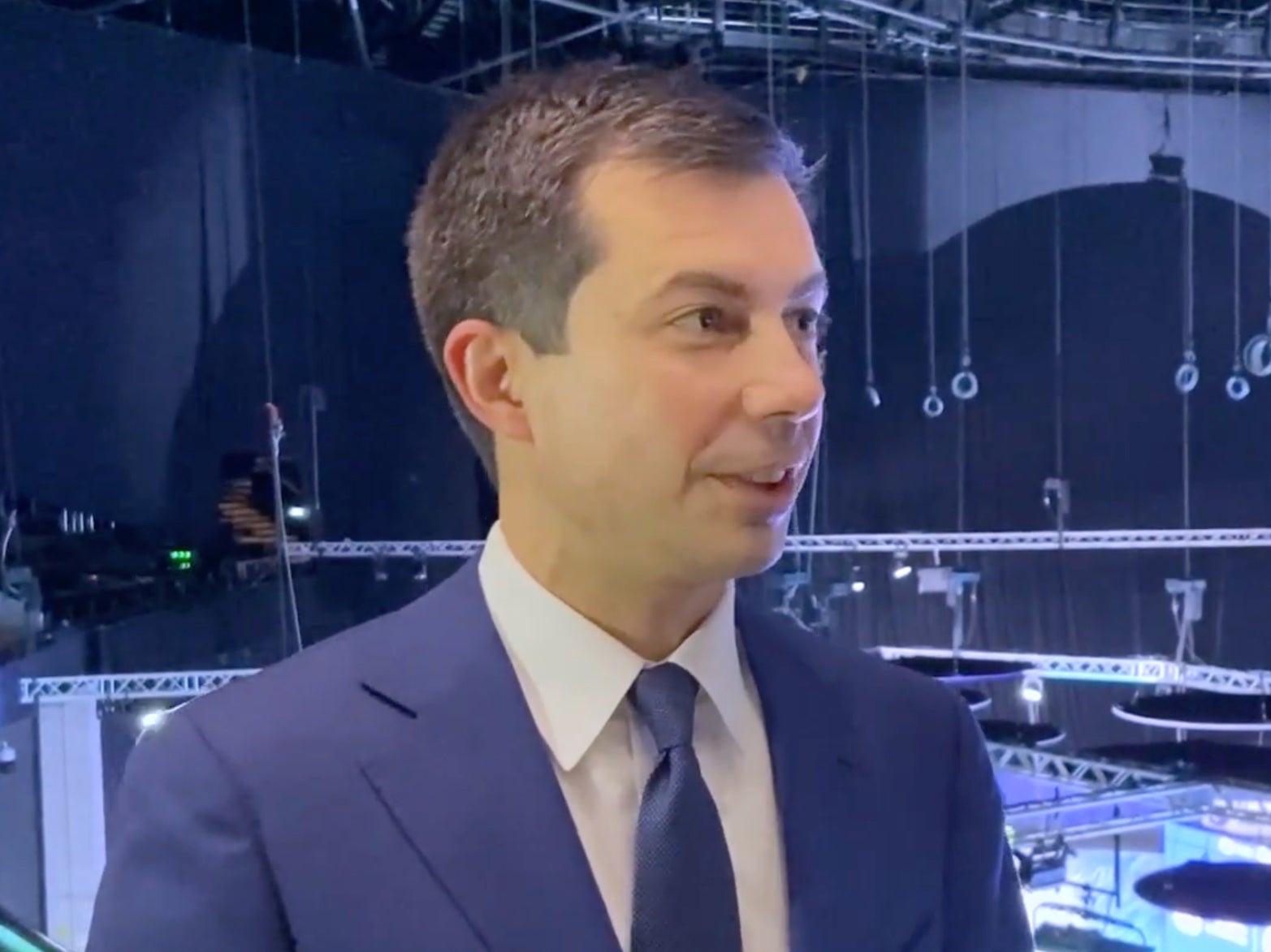 <p>US Transportation Secretary Pete Buttigieg talking at COP26 in Glasgow, Scotland</p>