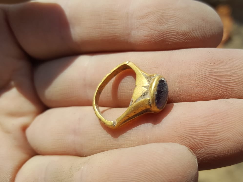 An ancient amethyst ring found during excavations near a Byzantine-era winery in Yavne, Israel, may have been worn to ward off hangovers