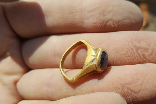 <p>An ancient amethyst ring found during excavations near a Byzantine-era winery in Yavne, Israel, may have been worn to ward off hangovers</p>