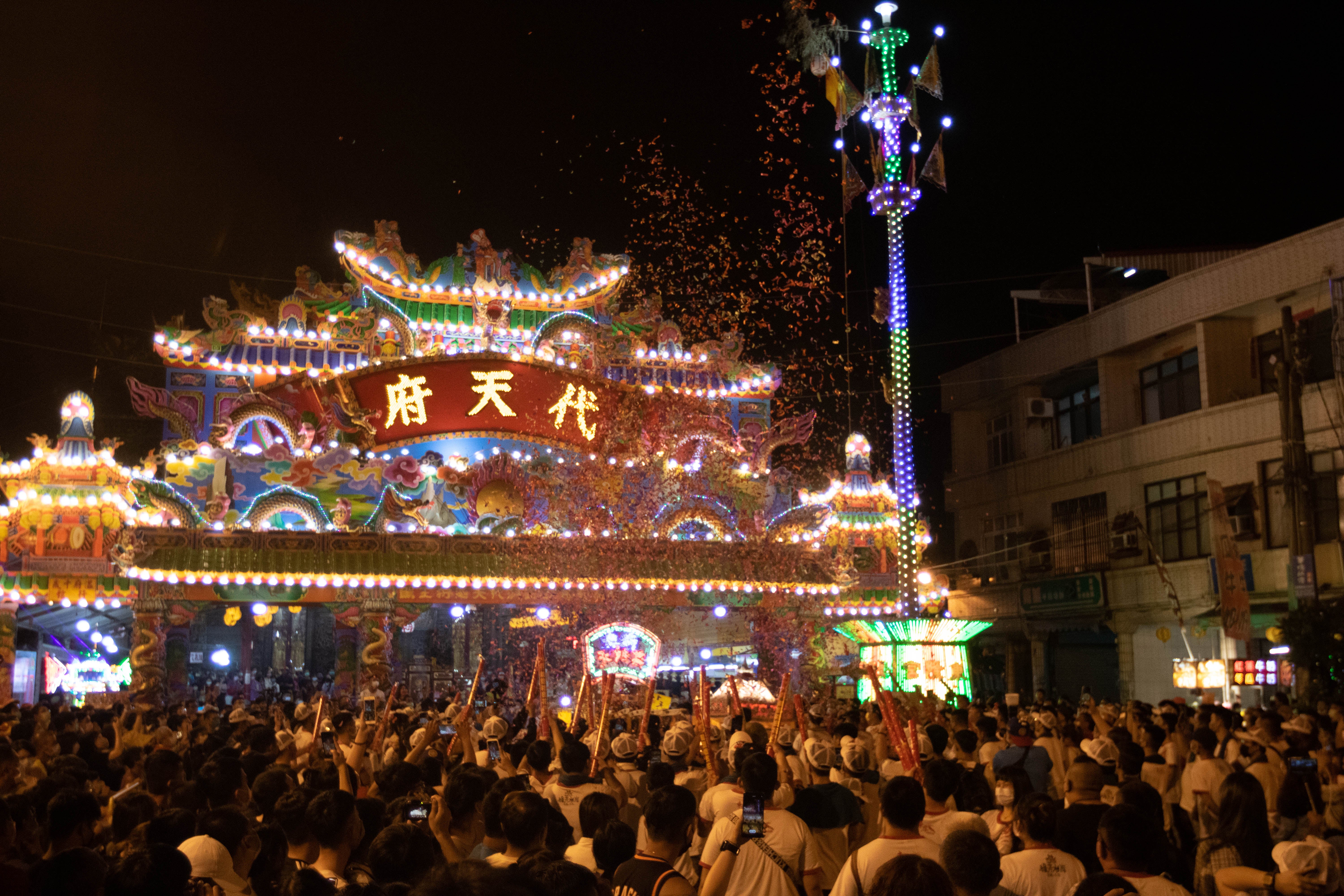 After a four-day pilgrimage, a procession arrives at the Donglong temple