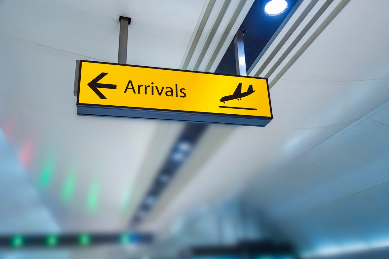An arrivals sign at Heathrow