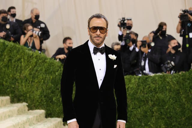 <p>Honorary chair Tom Ford attends The 2021 Met Gala Celebrating In America: A Lexicon Of Fashion at Metropolitan Museum of Art on September 13, 2021</p>