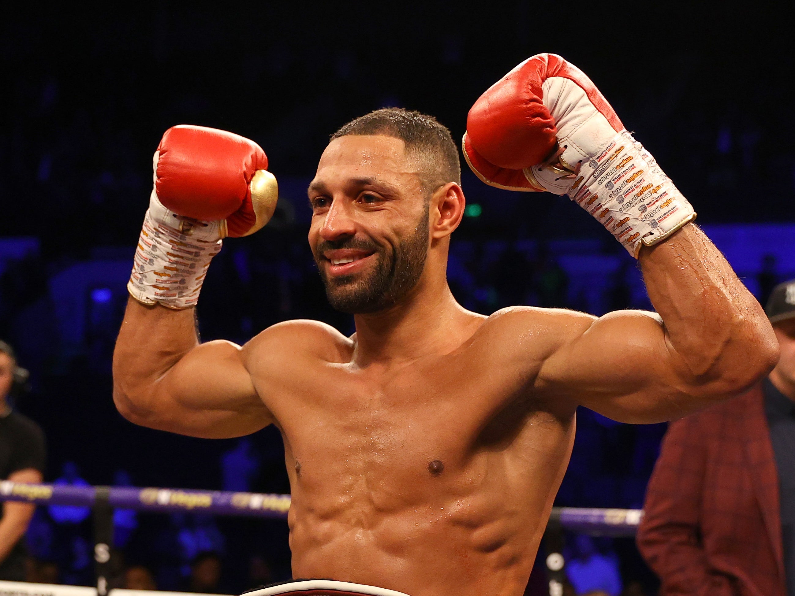Kell Brook celebrates his victory over Mark DeLuca