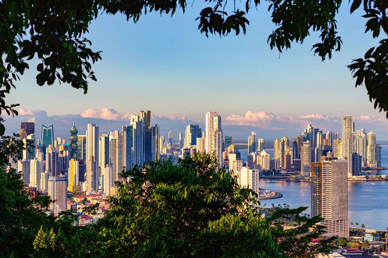 Panama City framed by tropical rainforest