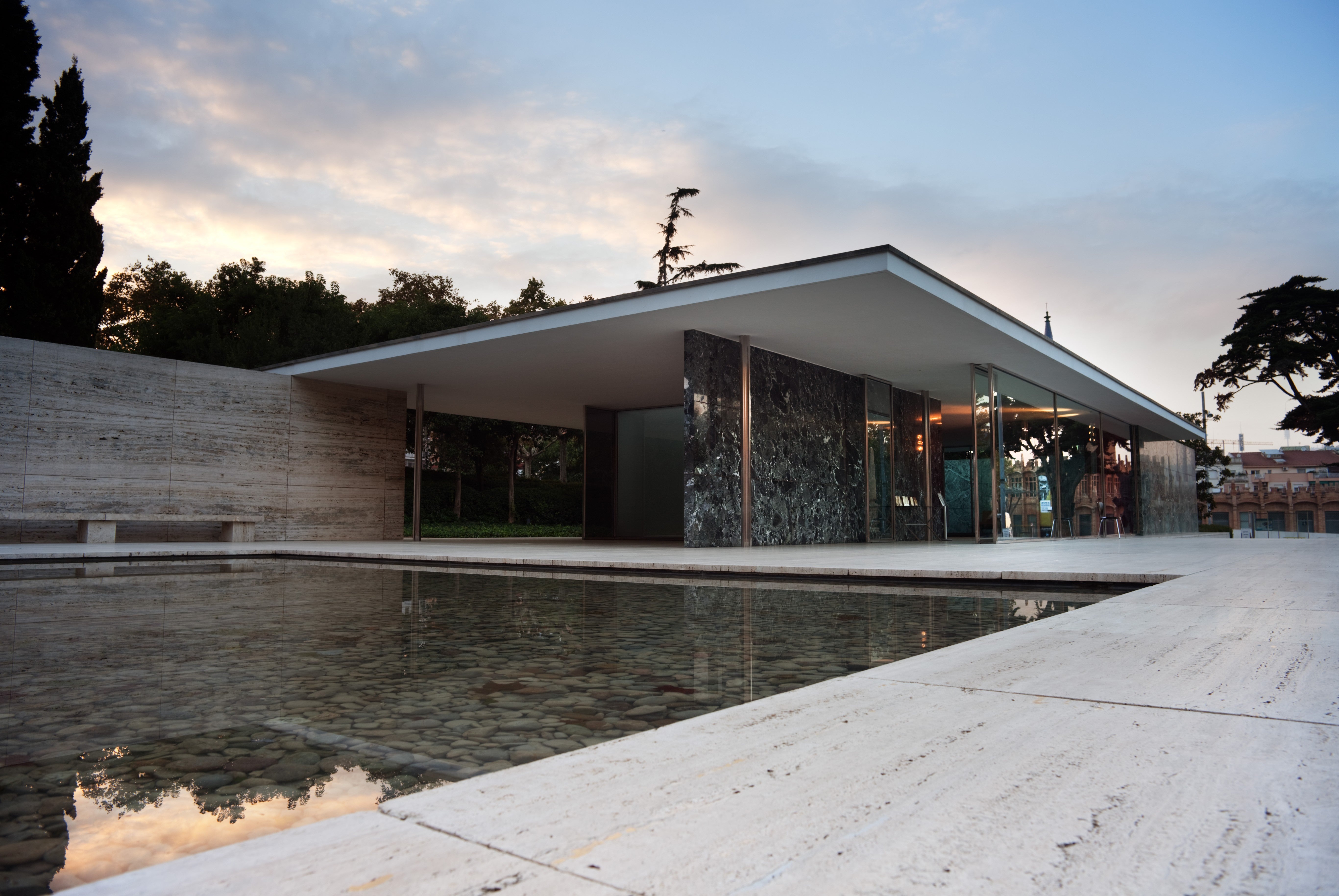 The Barcelona Pavilion, designed by Mies van der Rohe and Lilly Reich, was the German Pavilion for the 1929 International Exposition in Barcelona