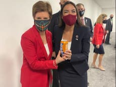Cop26: Sturgeon and Ocasio-Cortez bond over Irn-Bru: ‘Pleased to report AOC now has her own supply’