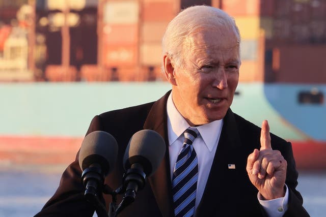 <p>President Joe Biden during his visit to  Port of Baltimore over his $1.2 trillion infrastructure package</p>