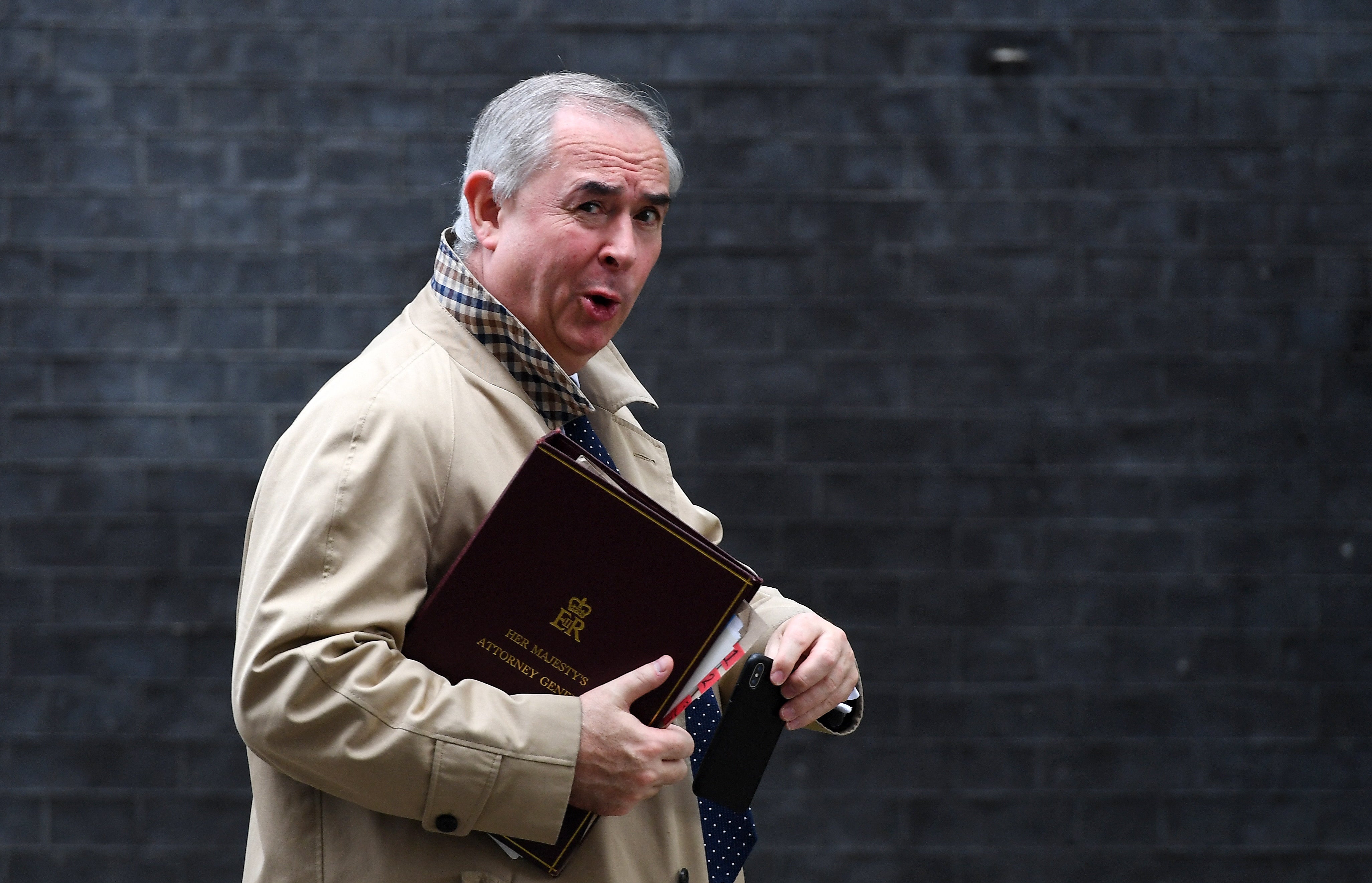 Geoffrey Cox departs a cabinet meeting at 10 Downing Street