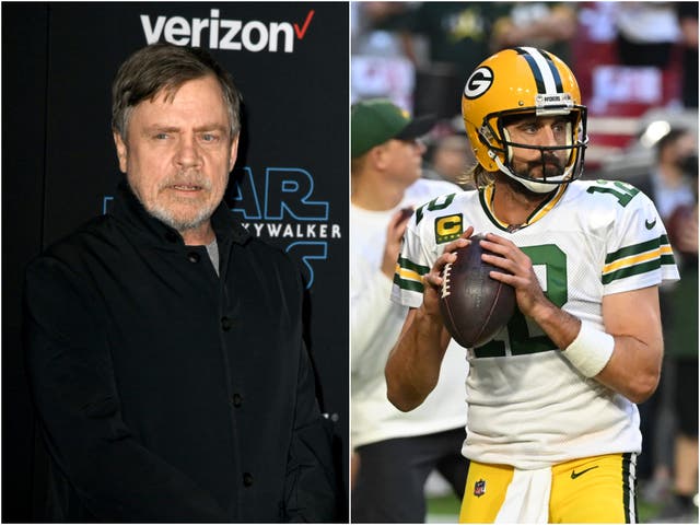 <p>Mark Hamill reacts to Aaron Rodgers wearing Star Wars merch in Covid video</p>