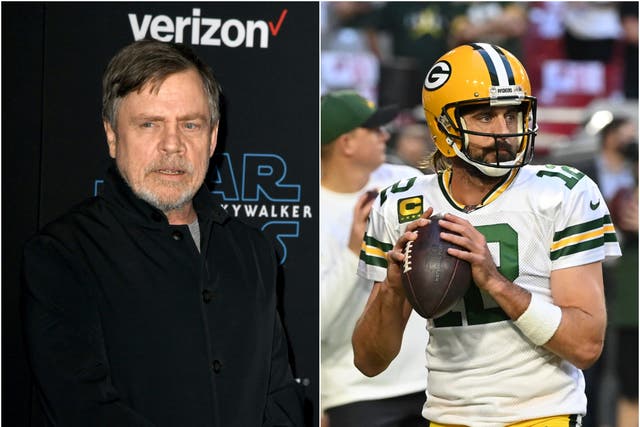 <p>Mark Hamill reacts to Aaron Rodgers wearing Star Wars merch in Covid video</p>