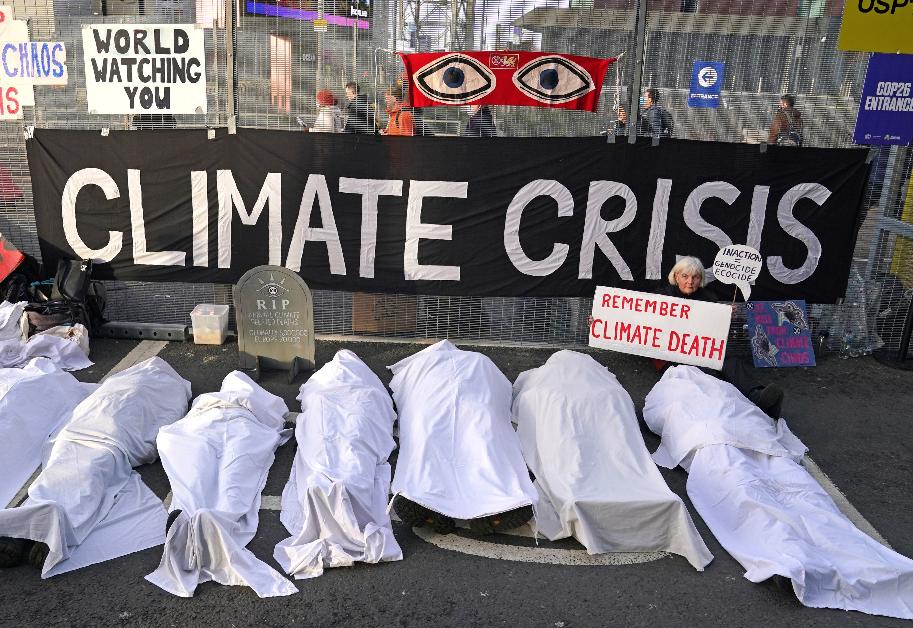 Climate protesters at Cop26, which academics have warned is a “failure”