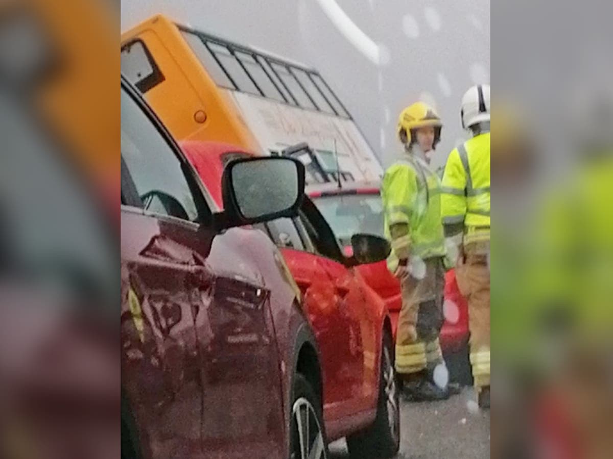 School bus carrying dozens of children overturns in Lincolnshire School bus carrying dozens of children overturns in Lincolnshire