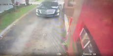 Surveillance footage captures gunmen shooting at car containing six children at Wendy’s drive thru 