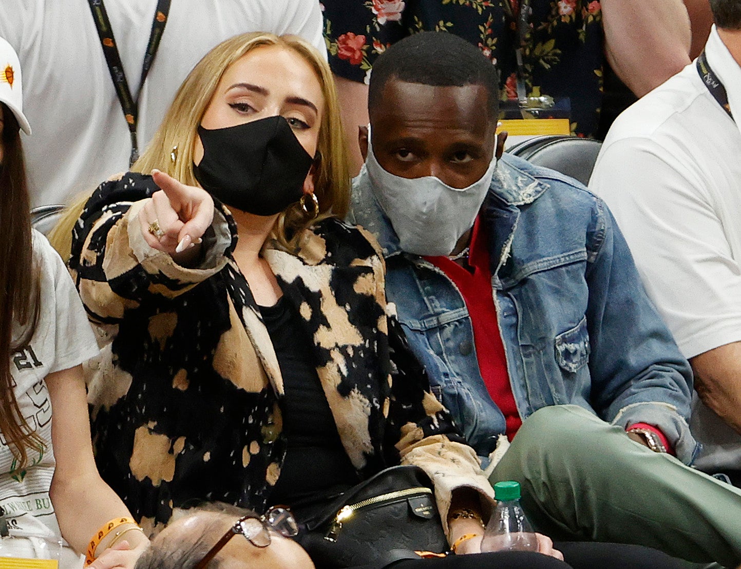 Adele and Rich Paul at an NBA game