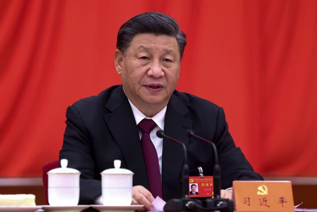 <p>Chinese President Xi Jinping speaks at a conference</p>