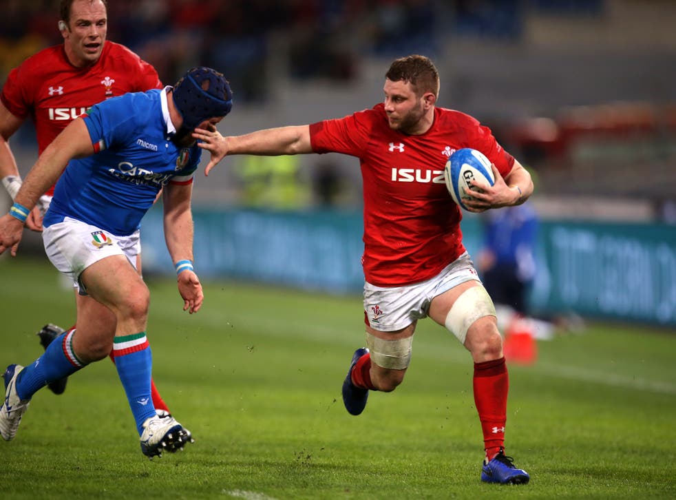 <p>Thomas Young in action for Wales against Italy in 2019</p>