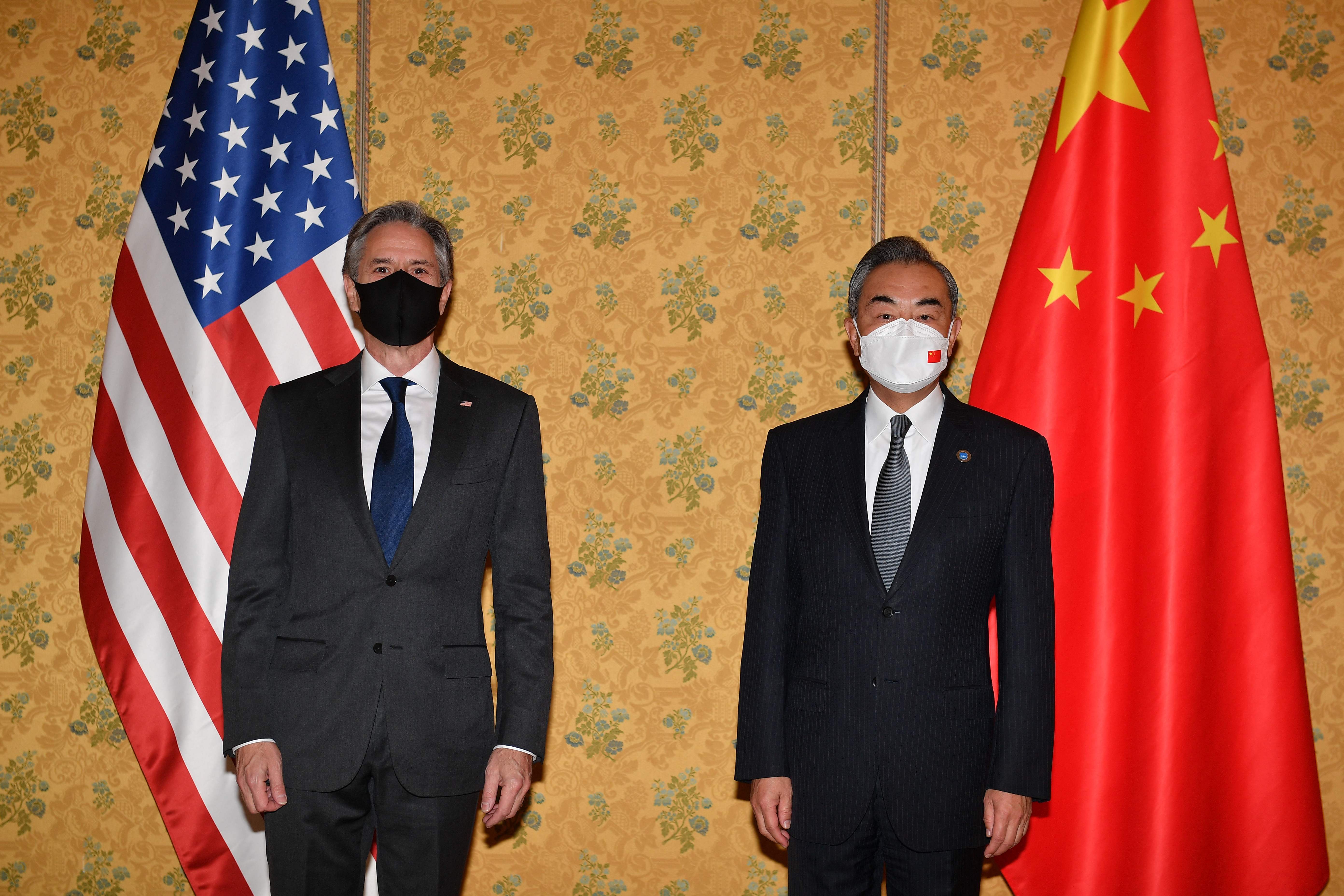 US Secretary of State Antony Blinken (L) and Chinese Foreign Minister Wang Yi met a recent conference