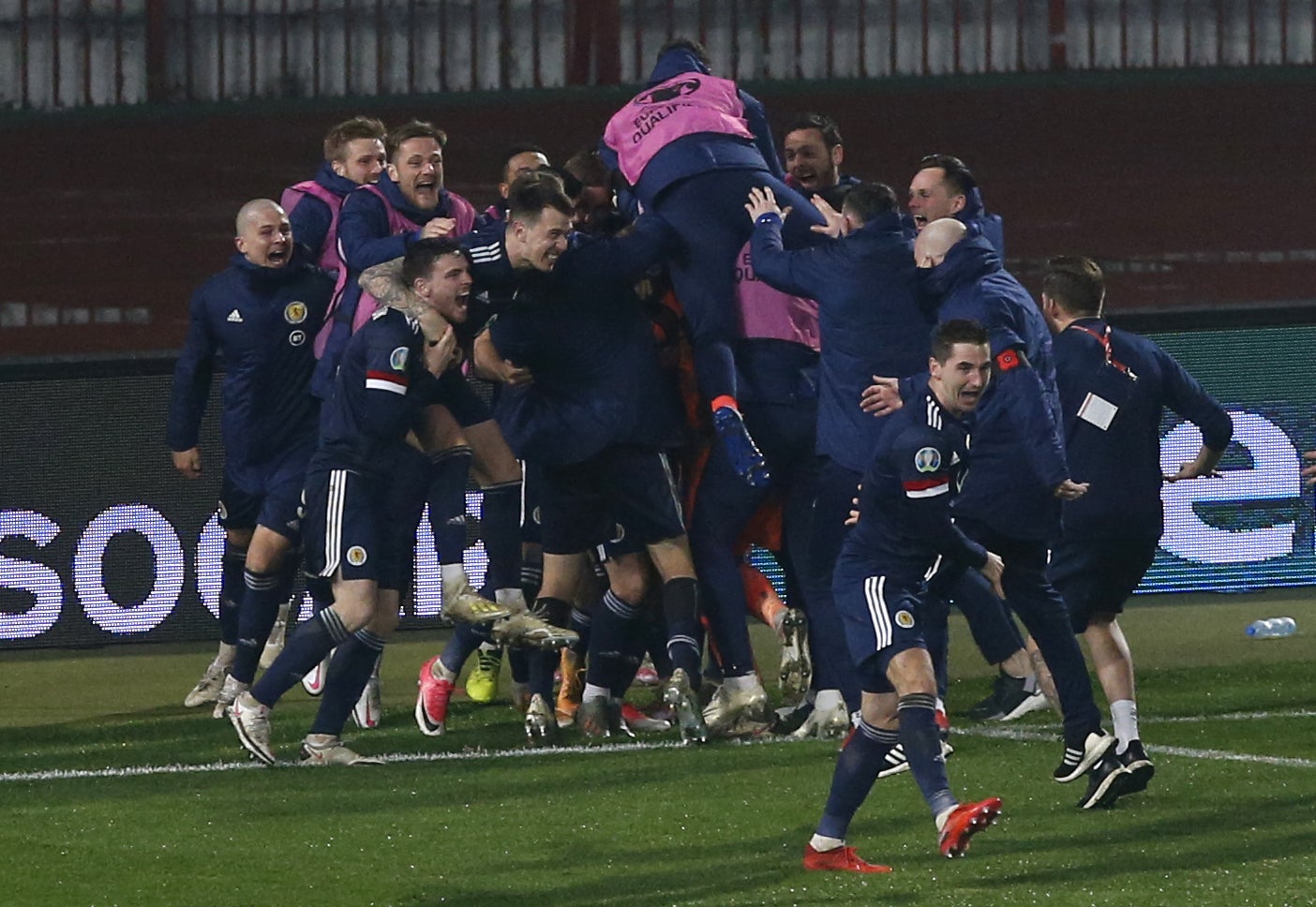 Scotland celebrate victory over Serbia (Novak Djurovic/PA)