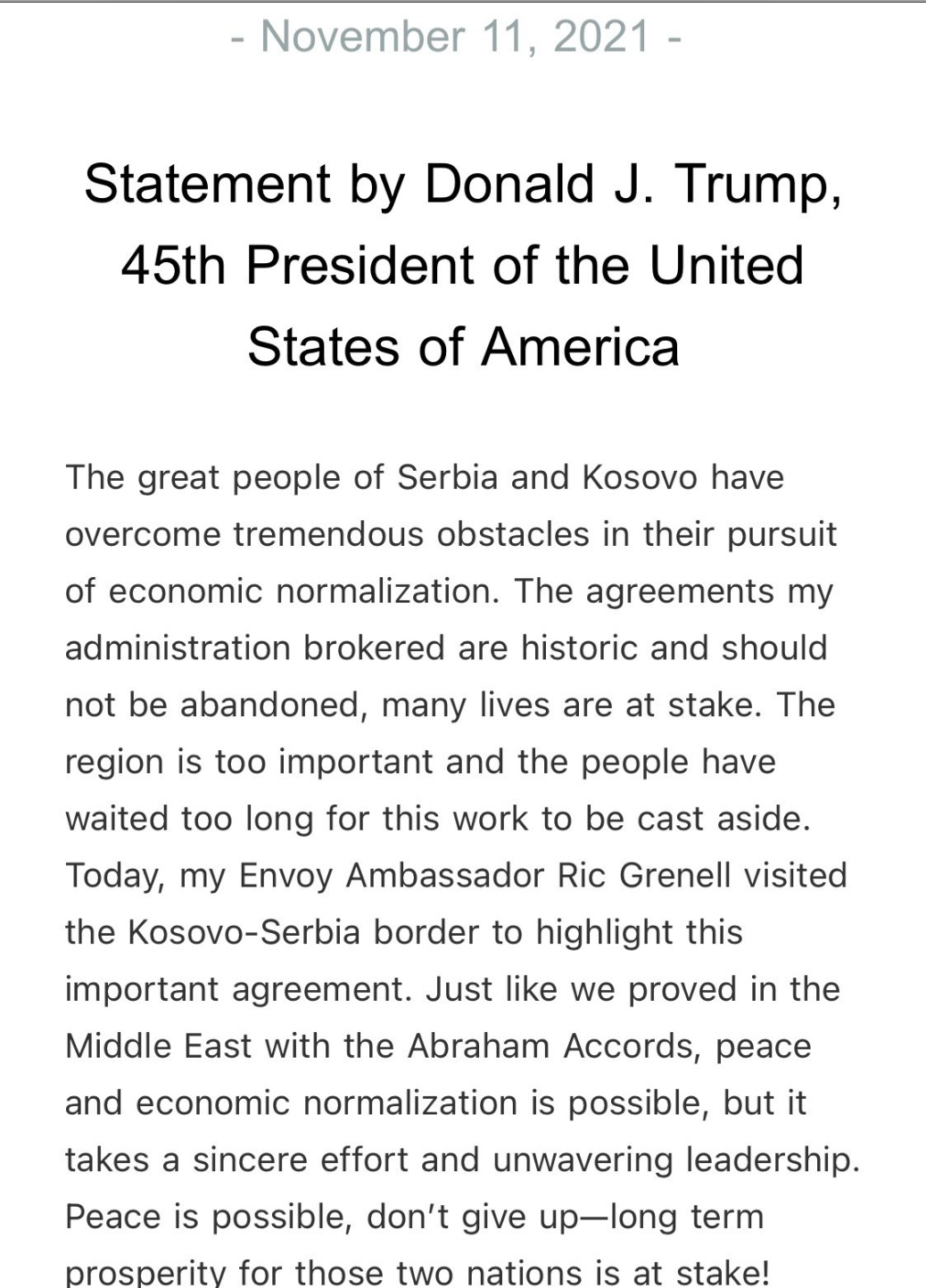 Mr Trump’s statement