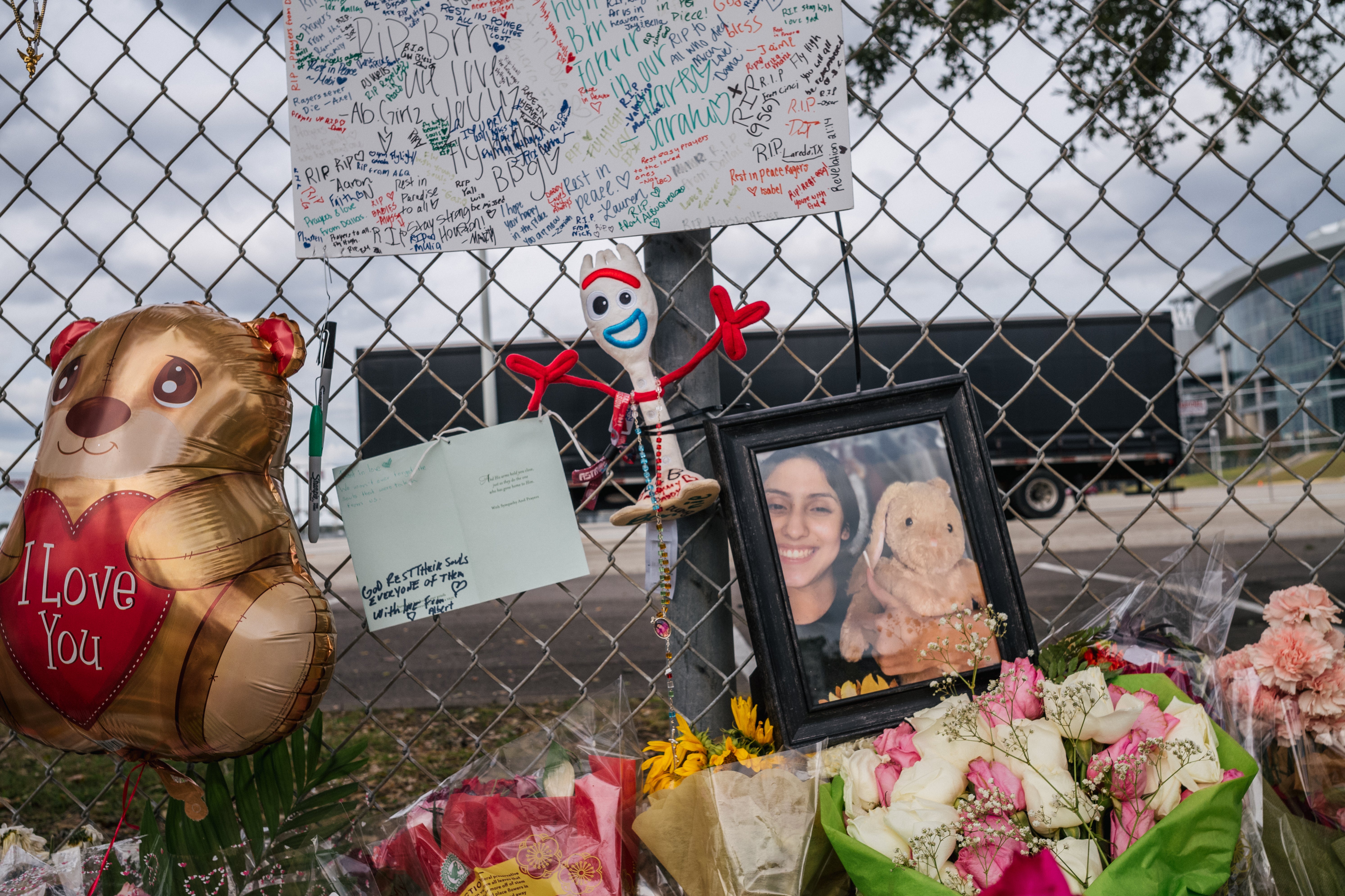A memorial outside of NRG Park for the victims killed in the horror at Astroworld