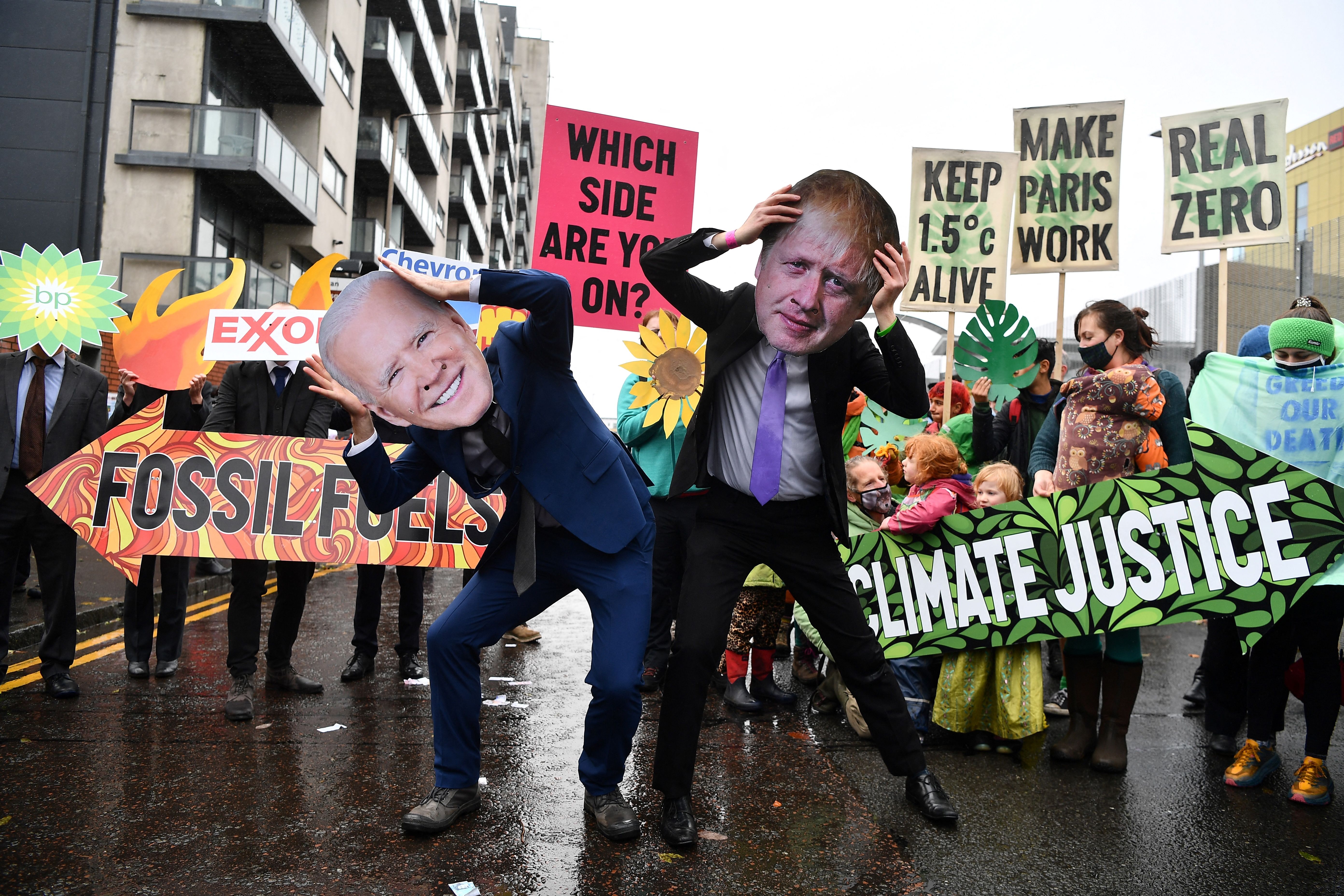 Climate activists protest over fossil-fuel use and inaction during Cop26 in Glasgow