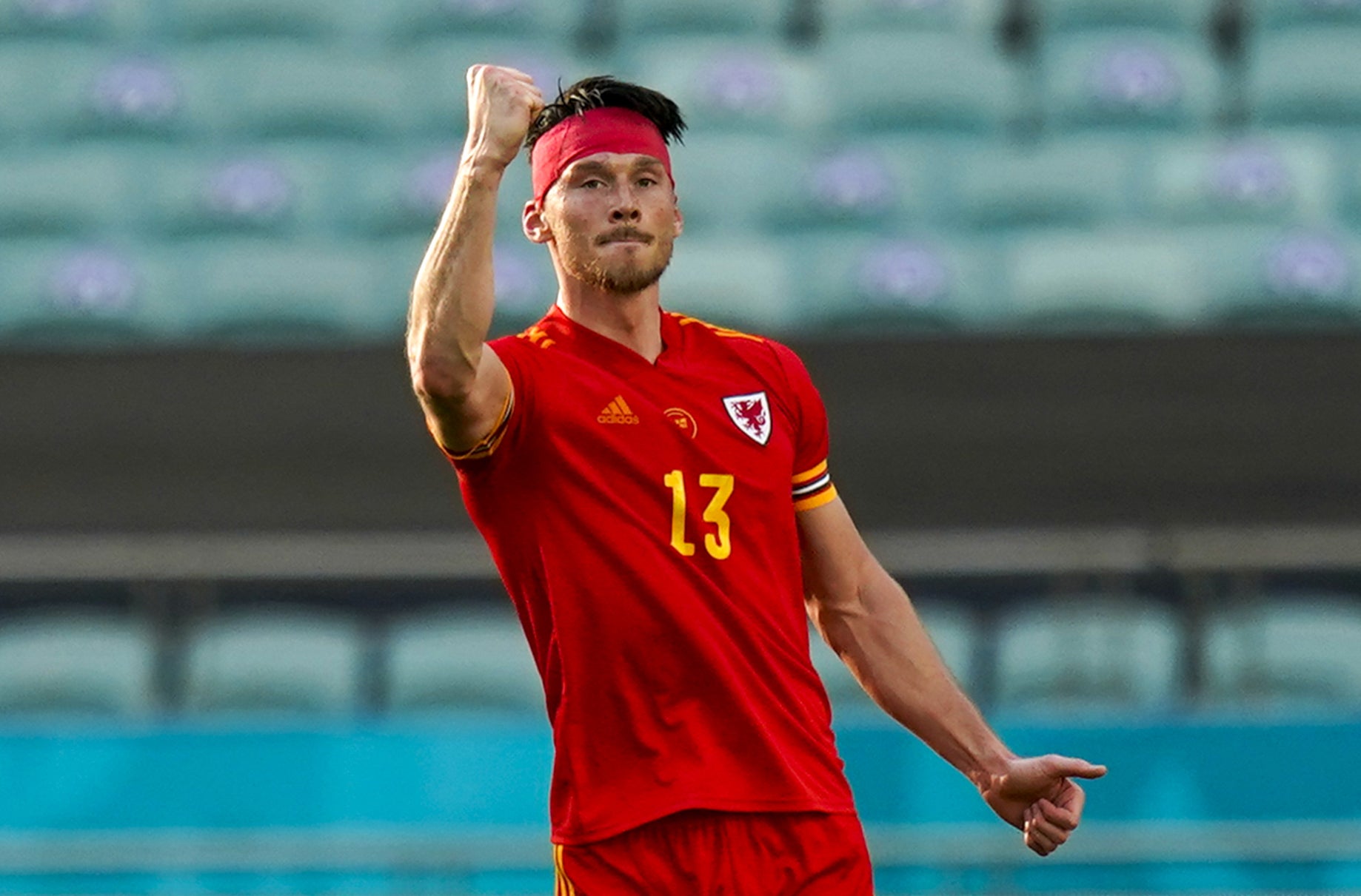 Wales striker Kieffer Moore misses the World Cup qualifier against Belarus through suspension (PA)