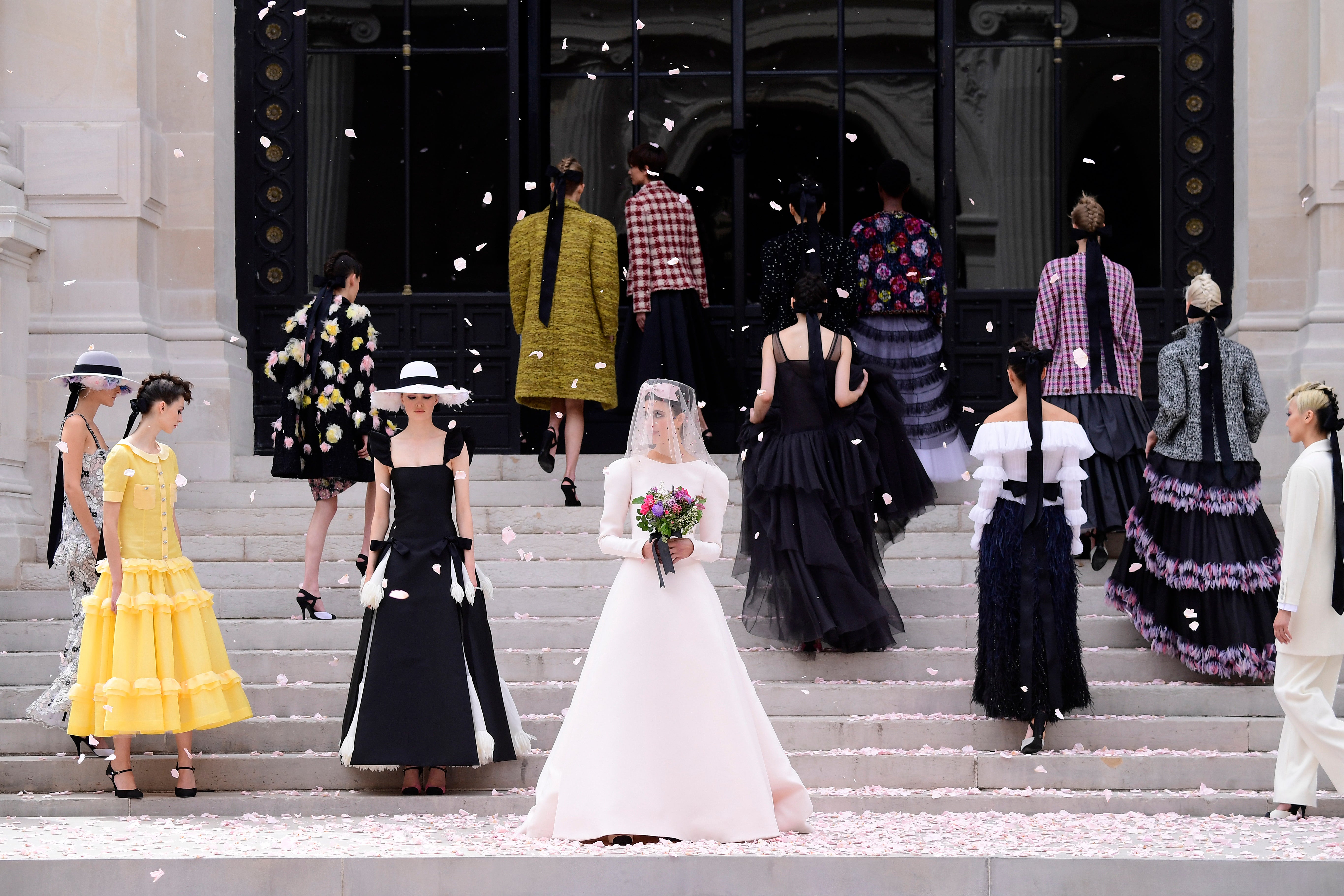 Qualley takes centre-stage in a wedding dress during Chanel’s haute couture autumn/winter 2021/2022 show at Paris Fashion Week