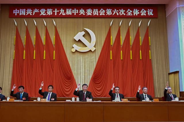 <p>Chinese Communist Party members and leader Xi Jinping at the Sixth Plenum</p>